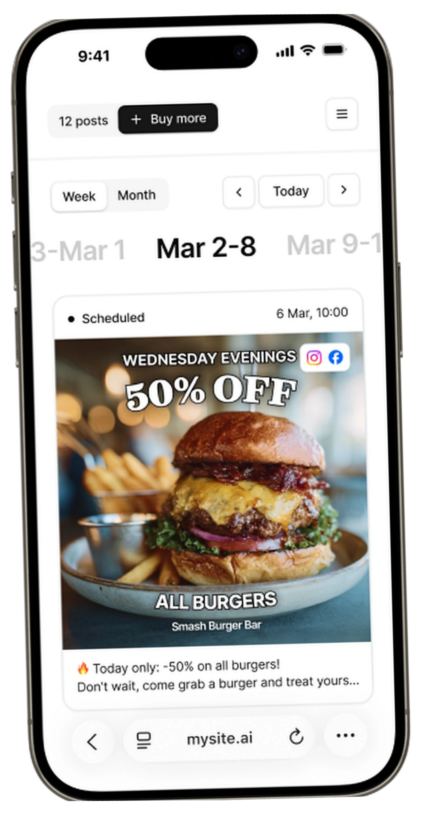 mysite.ai app - Posts inbox